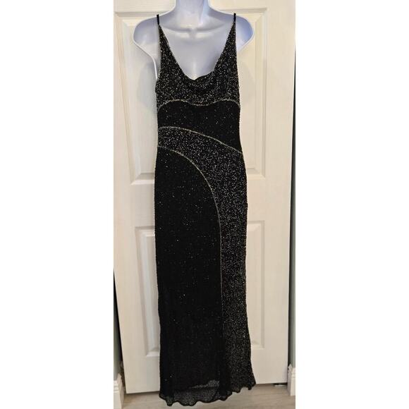 Chaudry Silk Beaded Gown black tie Elegant Whimsigoth Dark Feminine Fairy Grunge - Picture 2 of 16